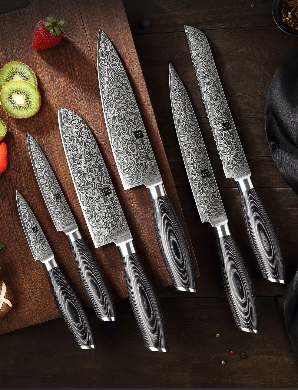 XINZUO YU STRIA HAMMER DAMASCUS SERIES 5Pcs Kitchen Knife Set