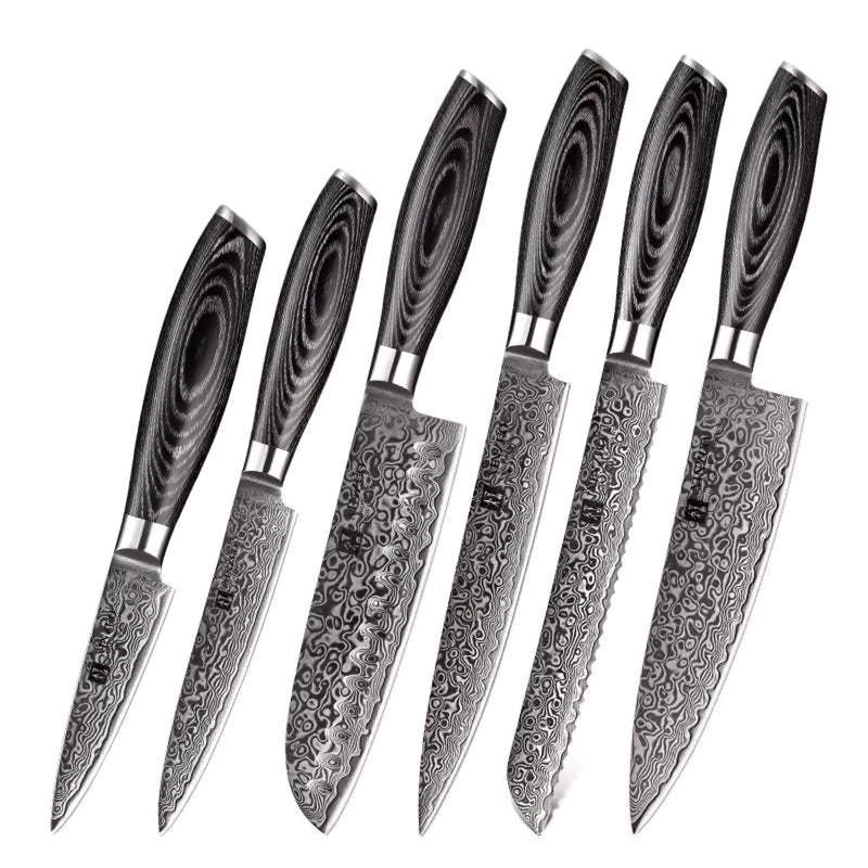 Professional Damascus Chef Knife Set 6 Pieces Ya Series