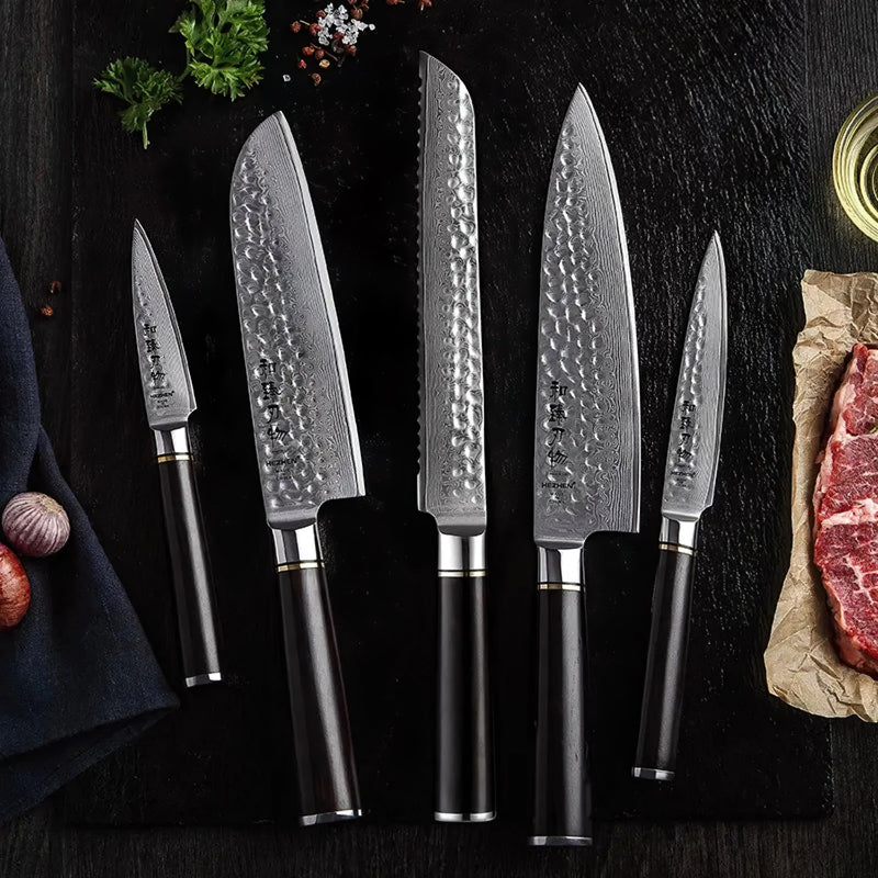 5Pcs Chef Knife Set Damascus Steel  - Classic Series