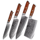 Professional Damascus Chef Kitchen Knife Set 4 Pieces Yu Series