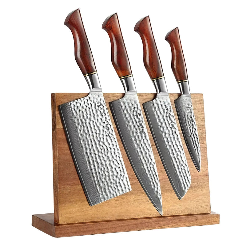 Damascus 5 Piece Knife Block Set - Professional Master Series Knives