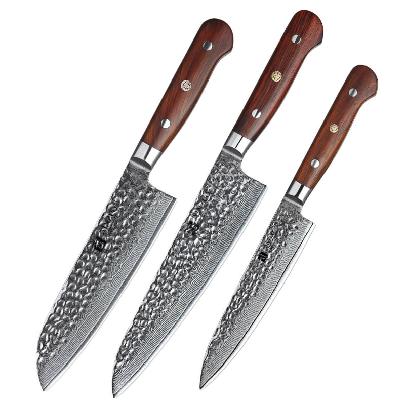 Xinzuo Professional Damascus Kitchen Knife Set 3 Pieces Yun Series