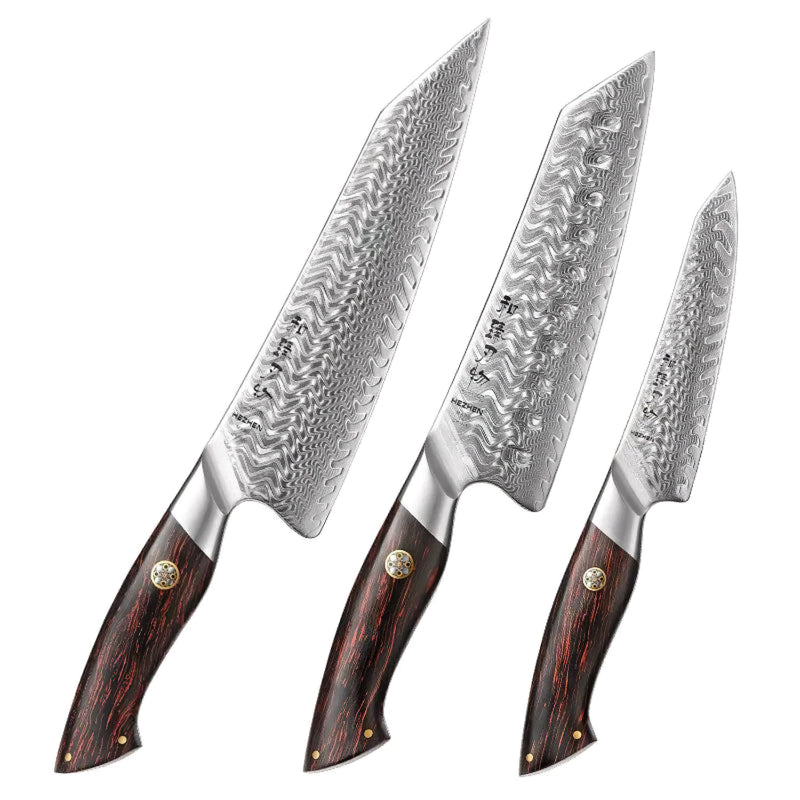 Japanese Damascus 3Pcs Chef Knife Set Elegant Series