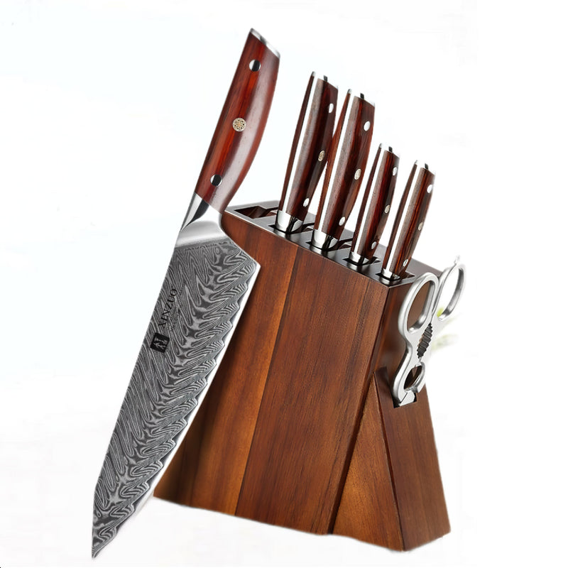 Xinzuo Professional Damascus Kitchen Knife Set 7 Pieces Yi Series