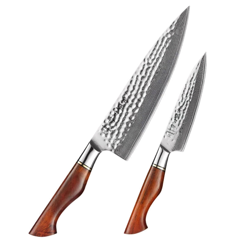 Professional 2 Piece Knife Set 21cm Chefs Knife & 13cm Utility Knife Damascus Steel