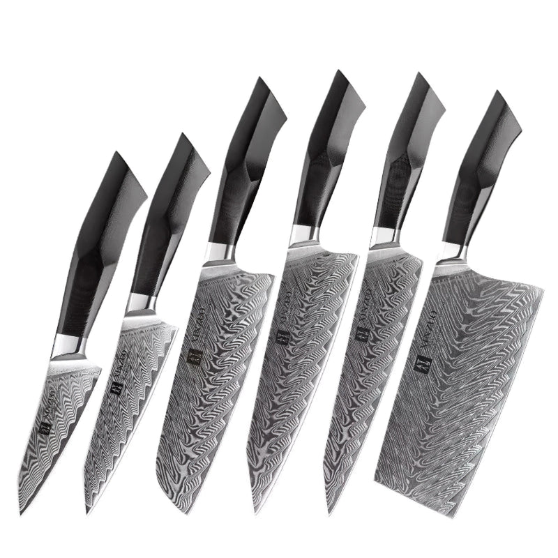 Xinzuo Professional Damascus Kitchen Knife Set 6 Pieces Feng Series