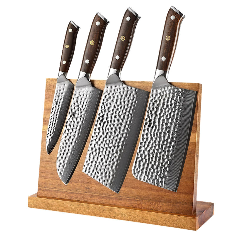 Xinzuo Professional Damascus Kitchen Knife Set 5 Pieces With Block Stria Yu Series