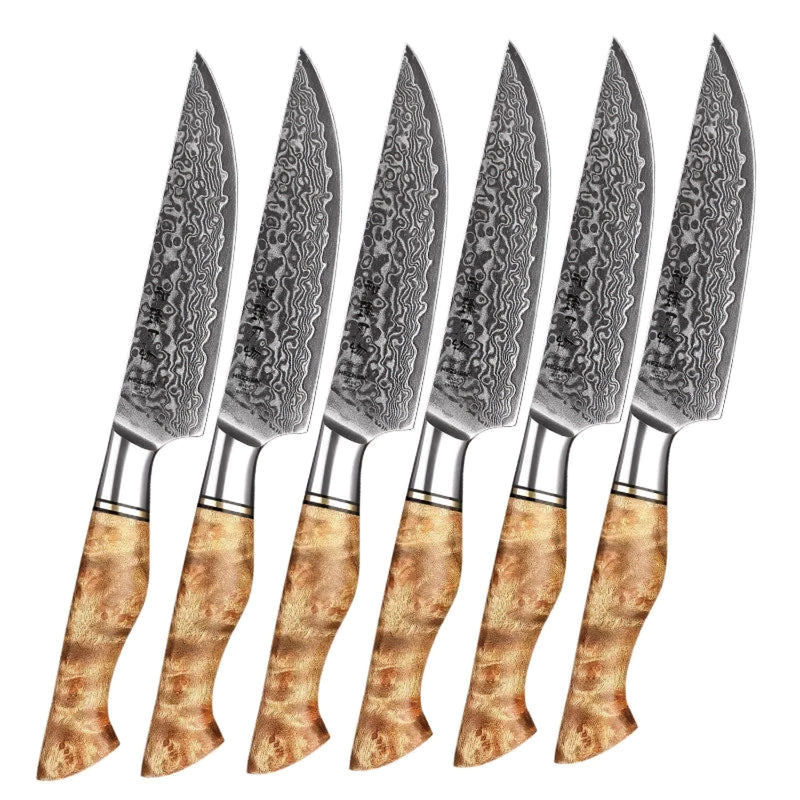 6-Piece Damascus Steak Knife Set - B30M Series