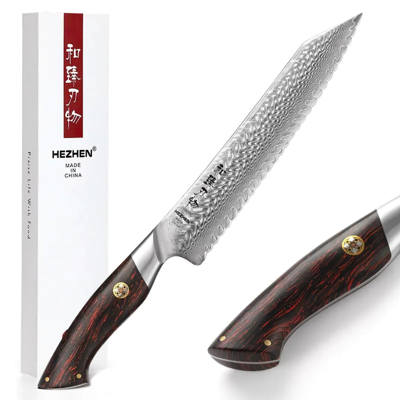 Japanese Damascus Bread Knife Elegant Series