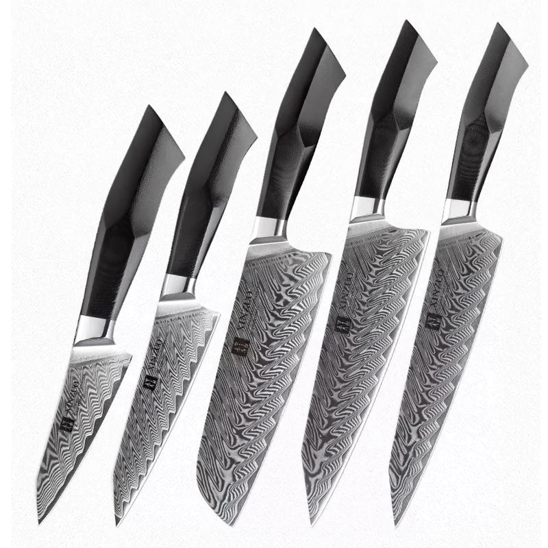 Xinzuo Professional Damascus Kitchen Knife Set 5 Pieces Feng Series