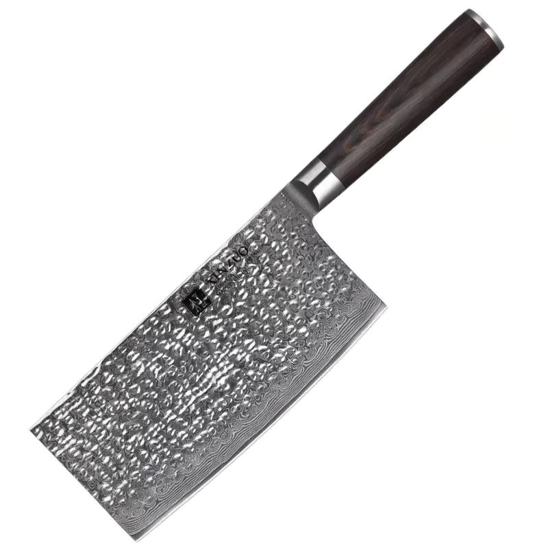 Professional Cleaver Knife Damascus Steel Stria He Series