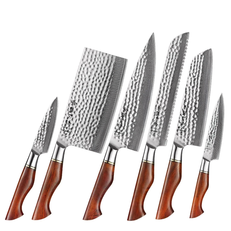 Damascus 6 Piece Knife Set  - Professional Master Series Knives