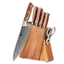 Xinzuo Professional Damascus Kitchen Knife Set 7 Pieces With Block Stria Yu Series