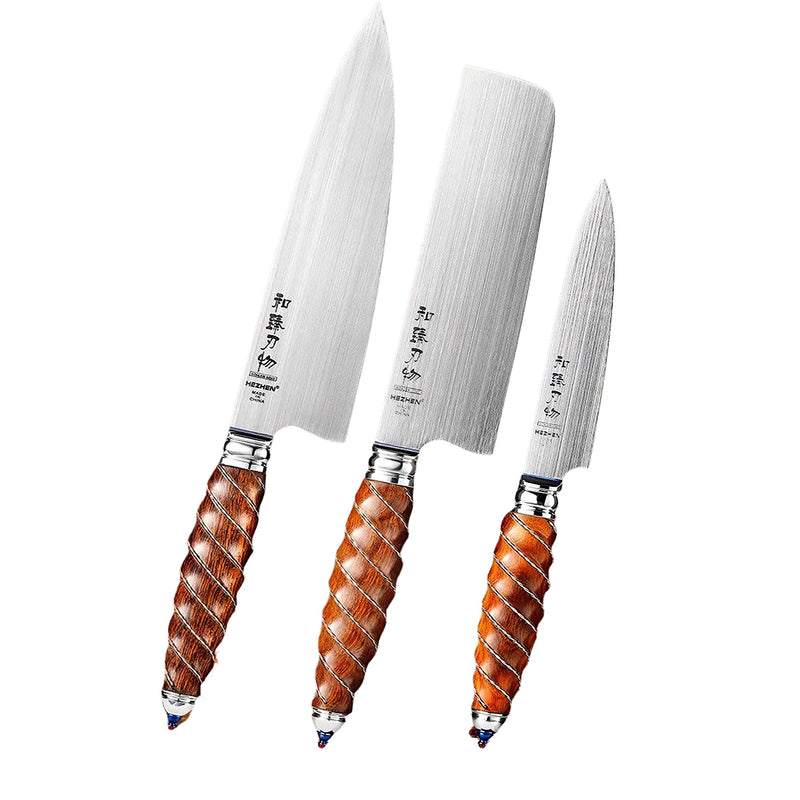 Bohler M390 Steel 3 Piece Knife Set  - Crown Series