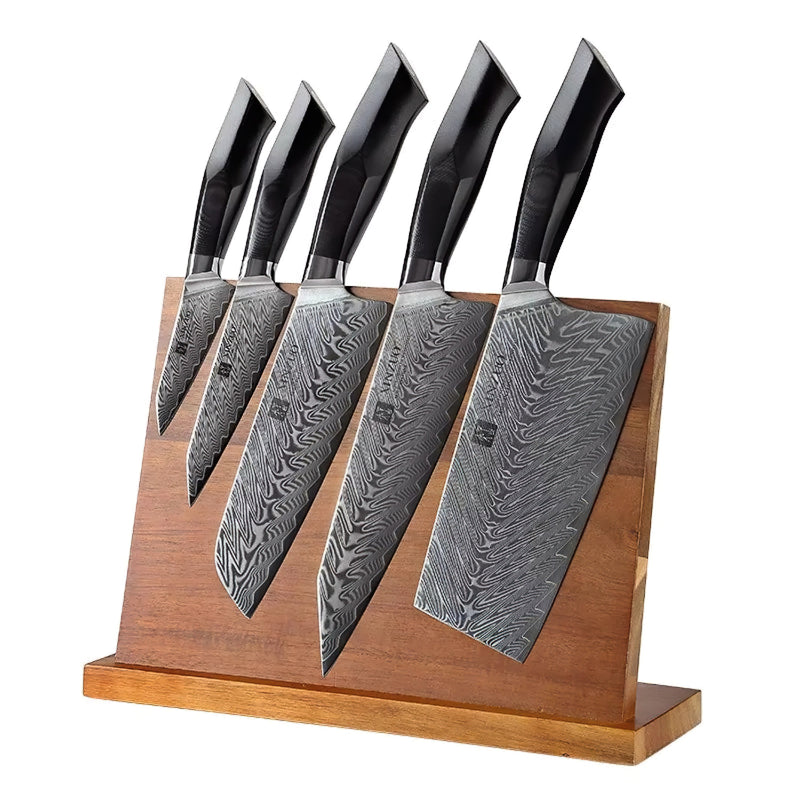 Xinzuo Professional Damascus Kitchen Knife Set 6 Pieces Feng Series With Block