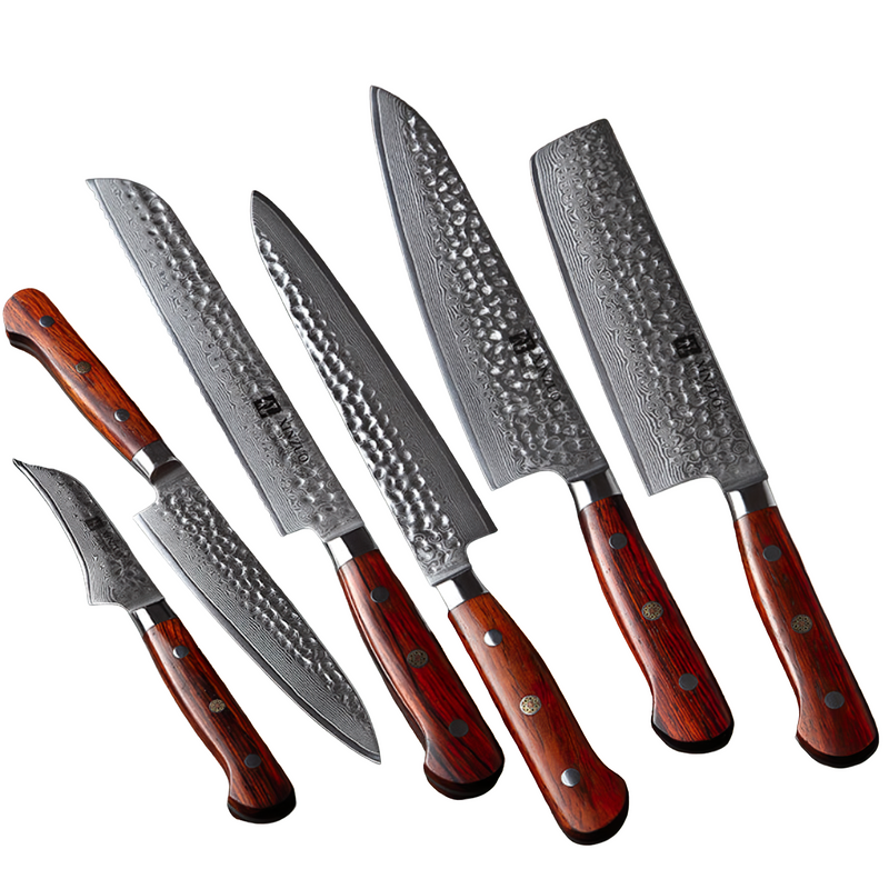 Xinzuo Professional Damascus Kitchen Knife Set 7 Pieces Yun Series