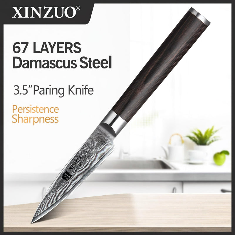 Xinzuo Professional Paring Knife Damascus Steel Stria He Series