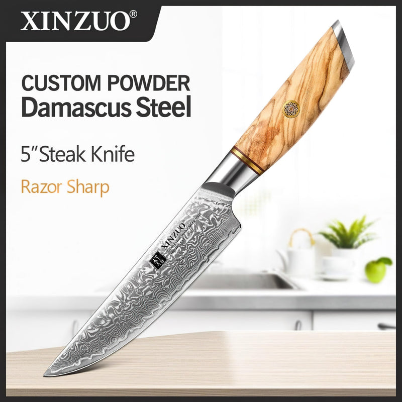 Xinzuo Professional Steak Knife Damascus Steel Lan Series