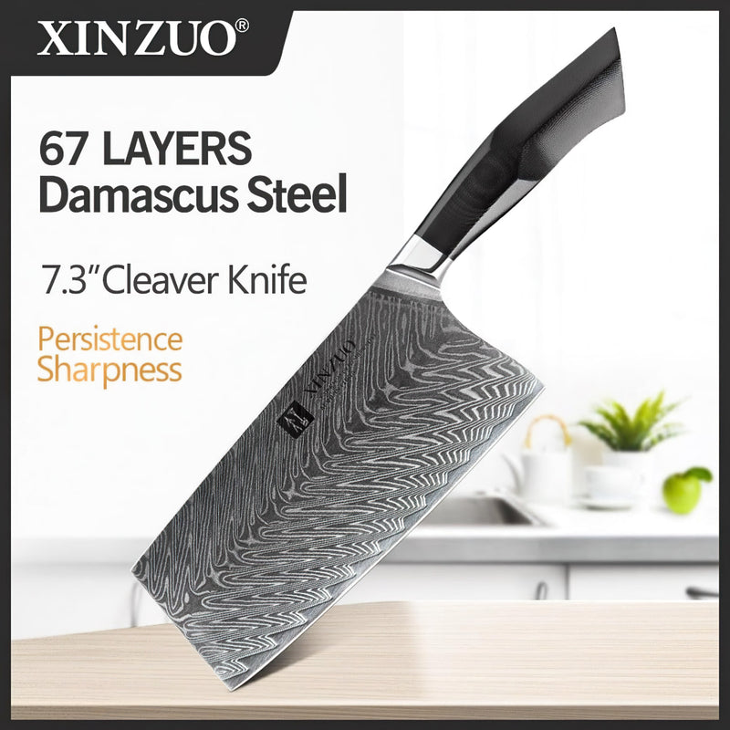 Professional Cleaver Knife Damascus Steel Feng Series