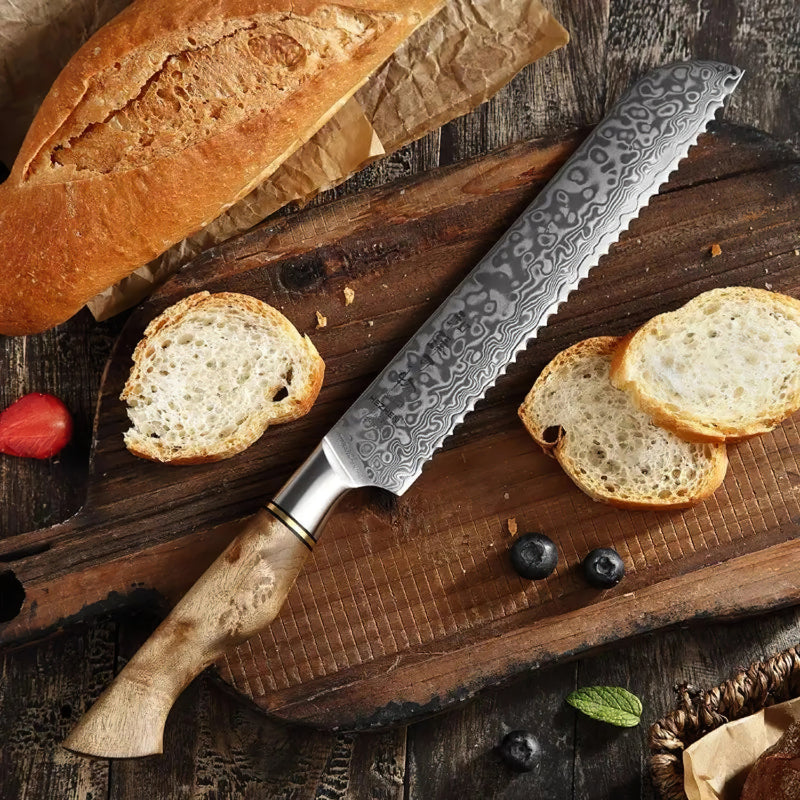 8 Inch Damascus Bread Knife - B30M Series