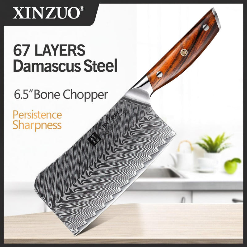 Xinzuo Professional Bone Chopper Knife Damascus Steel Yi Series