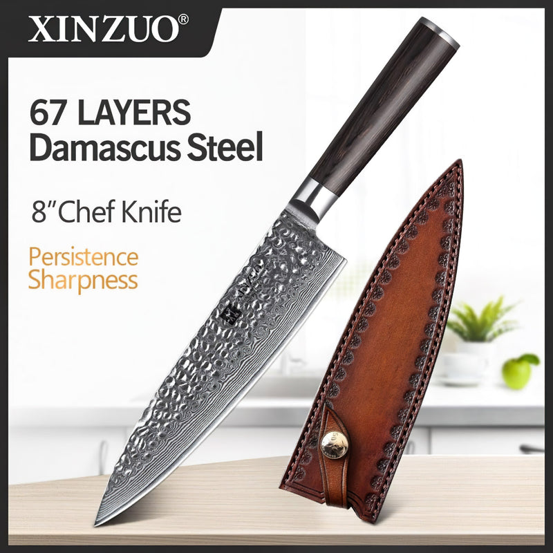 Xinzuo Professional Chef Knife Damascus Steel Stria He Series