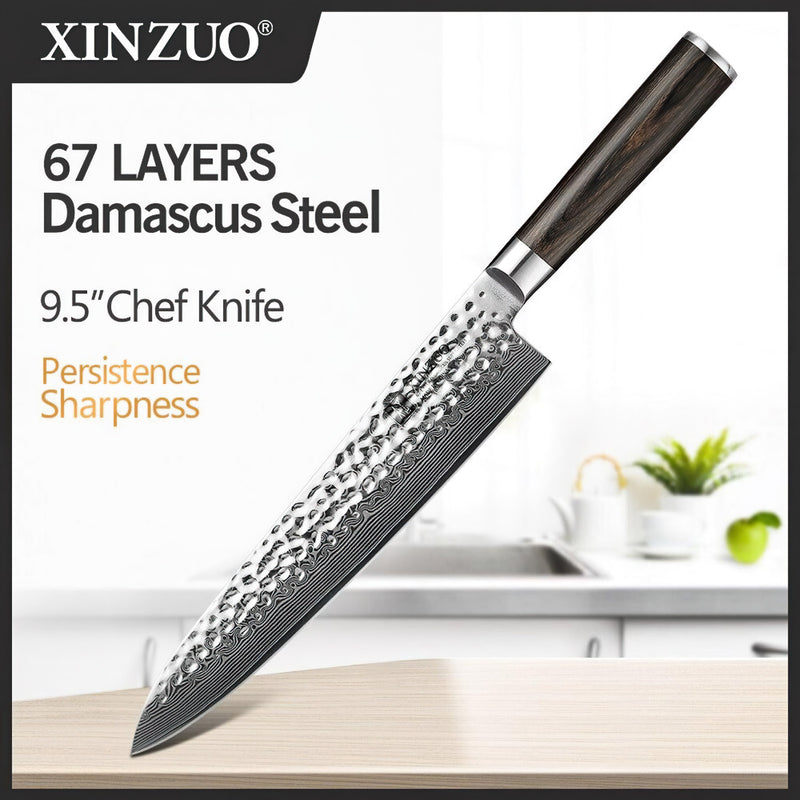 Xinzuo Professional Chef Knife Damascus Steel 9.5 inch Stria He Series