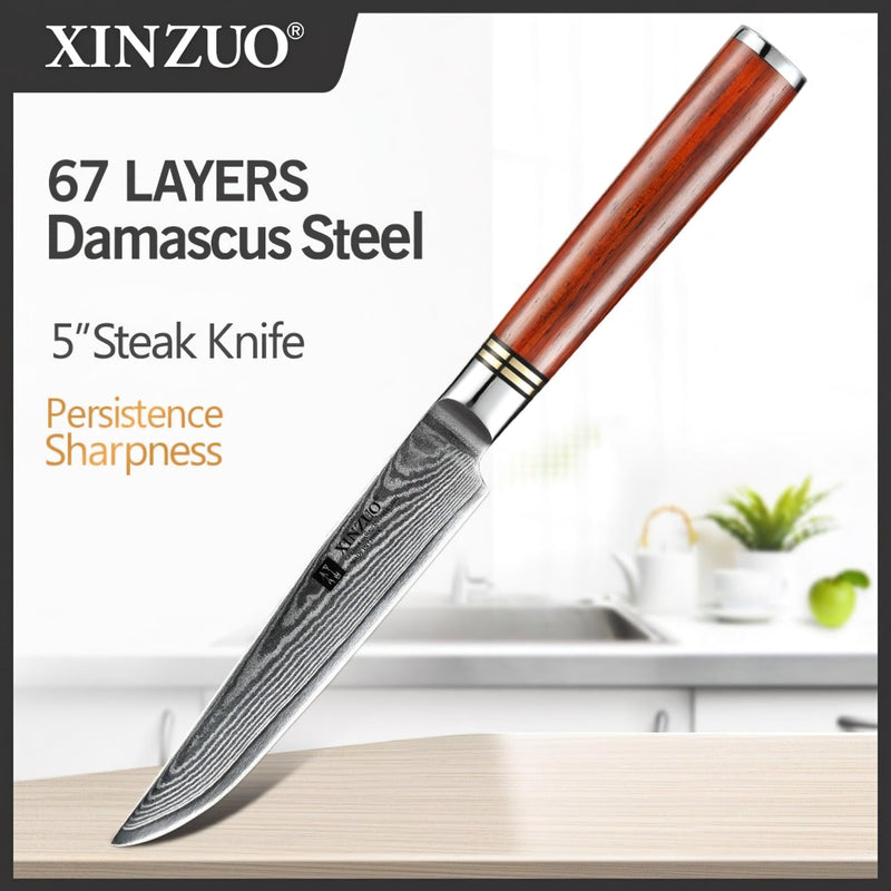 Xinzuo Professional Steak Knife Damascus Steel He Series