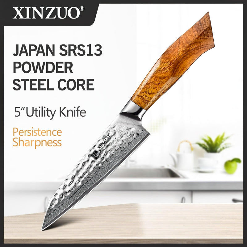 Xinzuo Professional Utility Knife Damascus Steel Stria Feng Series