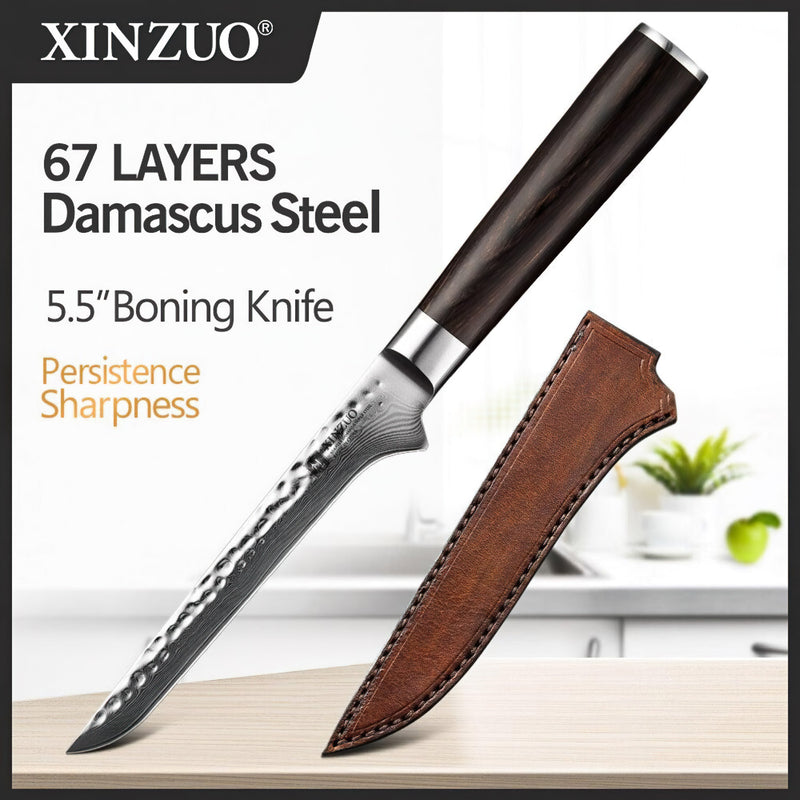 Xinzuo Professional Boning Knife Damascus Steel Stria He Series