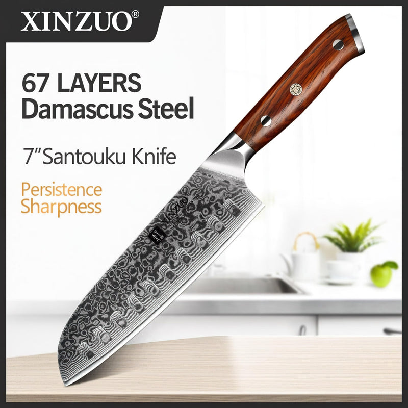 Professional Santoku Knife Damascus Steel Yu Series