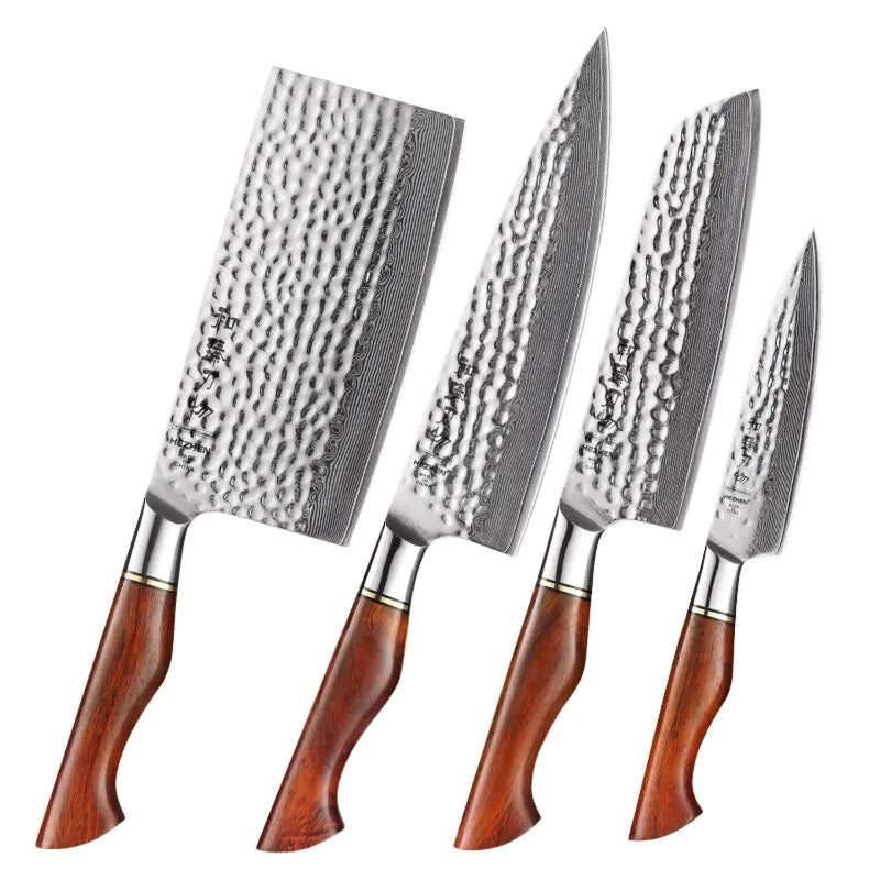 Damascus 5 Piece Knife Block Set - Professional Master Series Knives