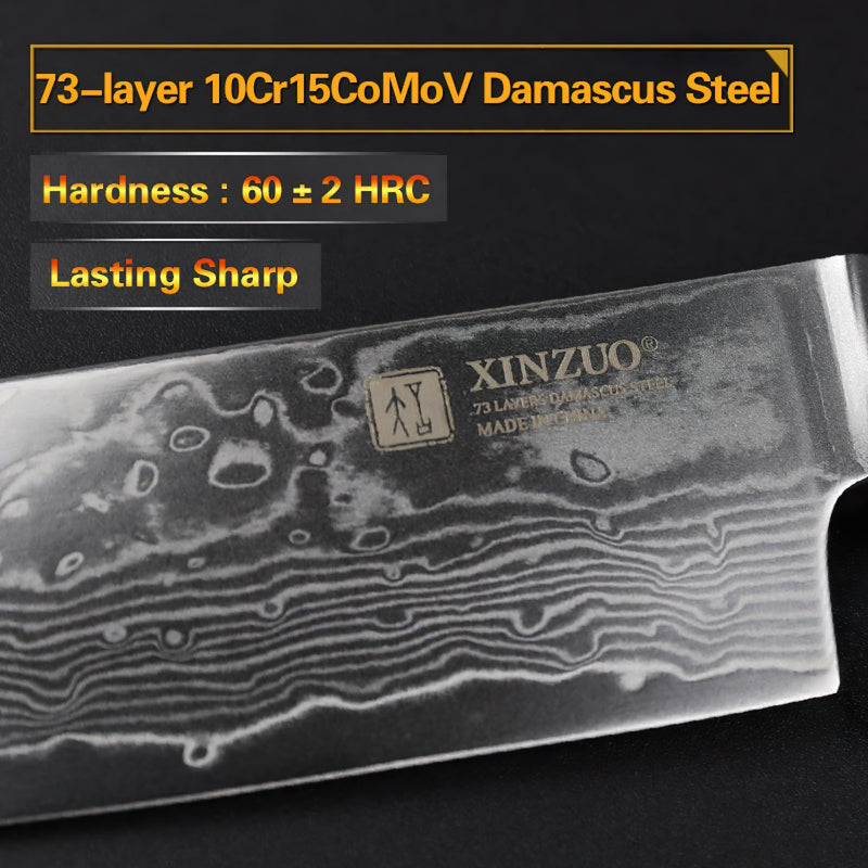 Xinzuo Professional Santoku Knife Damascus Steel Ya Series