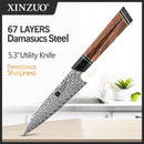 Xinzuo Professional Utility Knife Damascus Steel Zhen Series