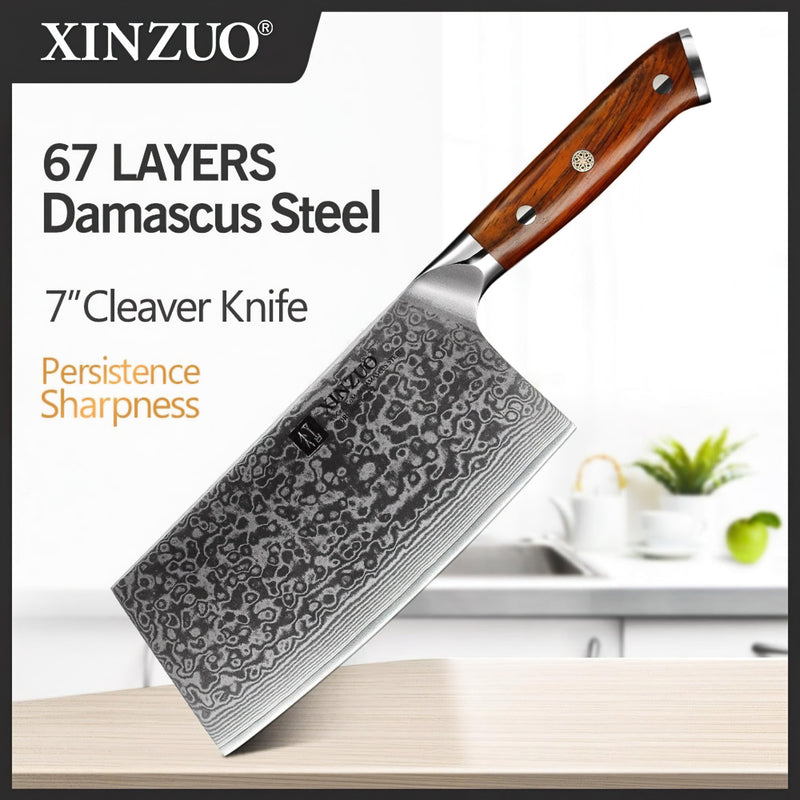 Professional Cleaver Knife Damascus Steel Yu Series