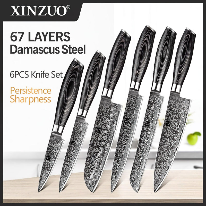 Professional Damascus Chef Knife Set 6 Pieces Ya Series