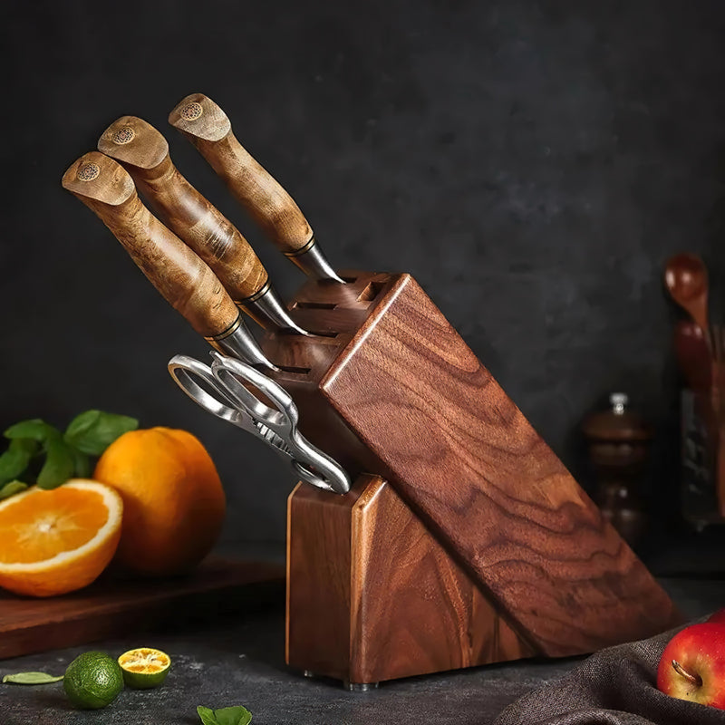 Professional Damascus Kitchen Knife Set - 5 Pieces With Block - B30M Series