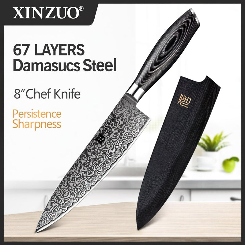 Xinzuo Professional Chef Knife Damascus Steel Ya Series