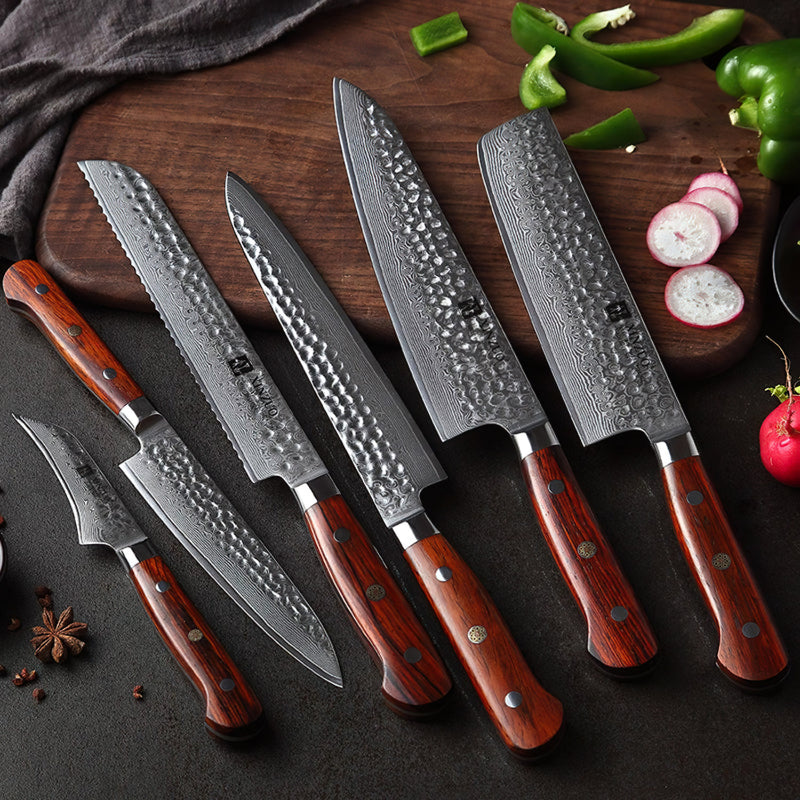 Xinzuo Professional Damascus Kitchen Knife Set 7 Pieces Yun Series