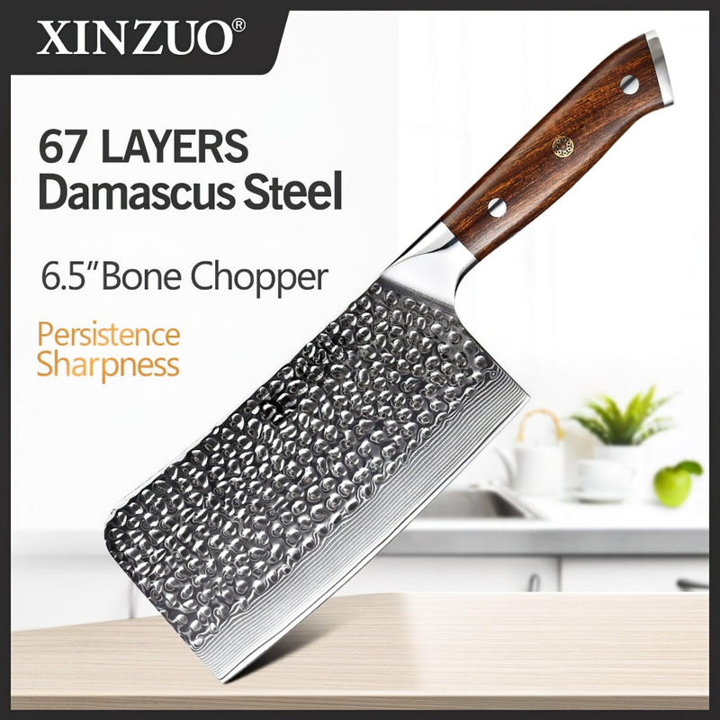 Xinzuo Professional Bonne Chopper Knife Damascus Steel Stria Yu Series