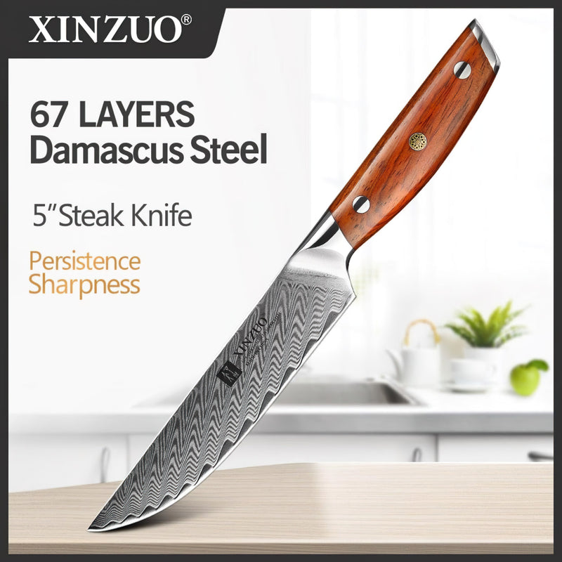 Xinzuo Professional Steak Knife Damascus Steel Yi Series