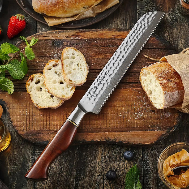 Damascus Bread Knife 21cm Blade - Professional Master Series Knives