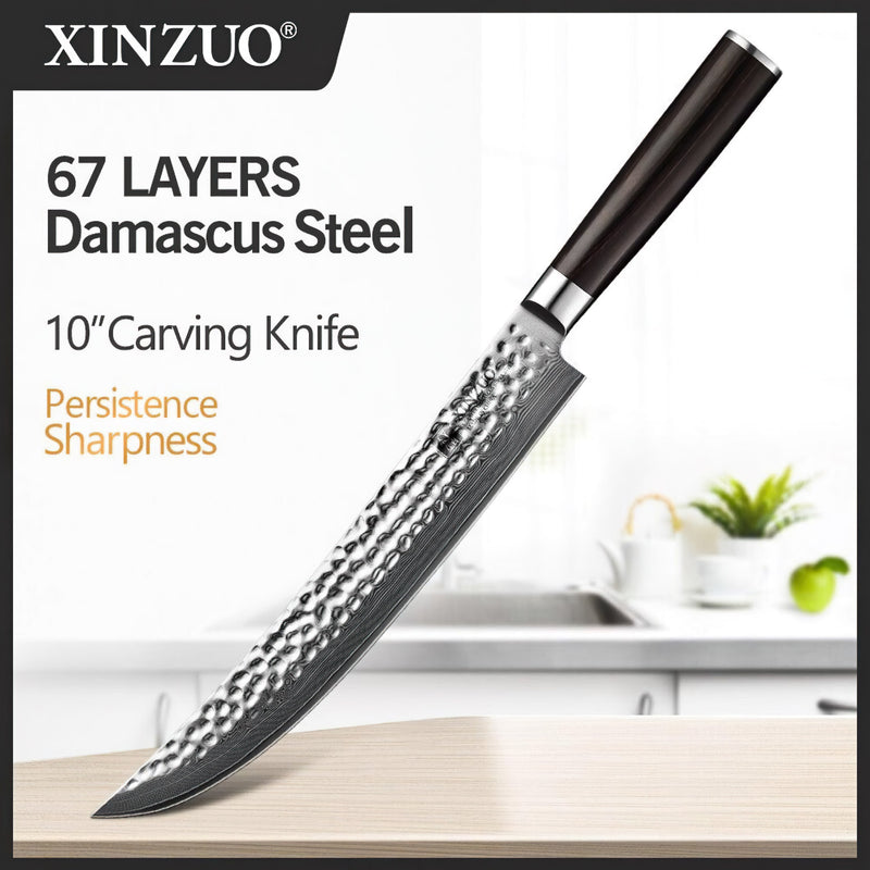 Xinzuo Professional Carving Knife Damascus Steel Stria He Series