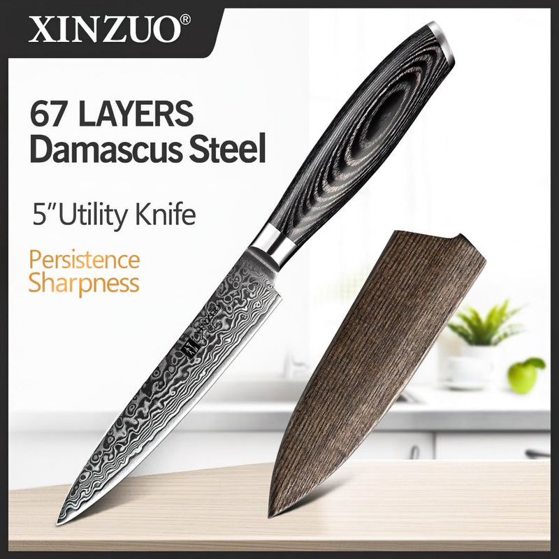 Xinzuo Professional Utility Knife Damascus Steel Ya Series