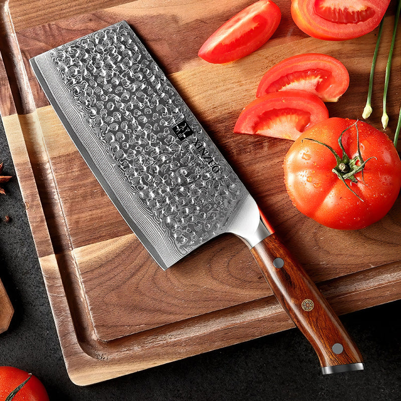 Professional Cleaver Knife Damascus Steel Stria Yu Series