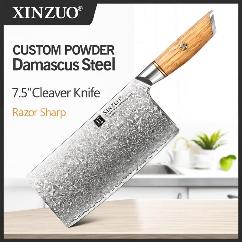 Professional Cleaver Knife Damascus Steel Lan Series