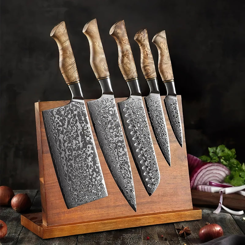 Professional Damascus Chef Knife Set - 6 Pieces - B30M Series