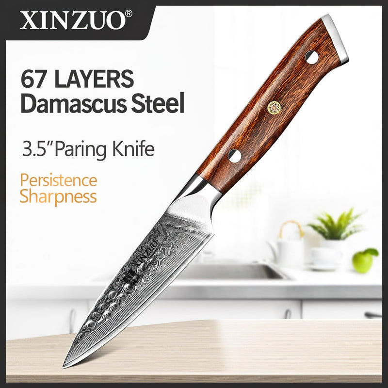 Xinzuo Professional Paring Knife Damascus Steel Stria Yu Series