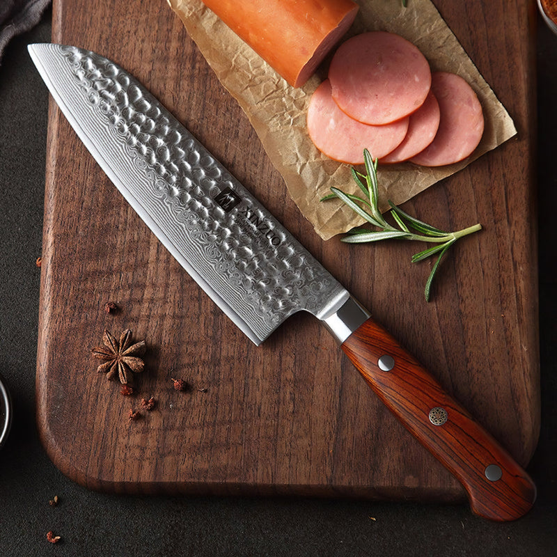 Xinzuo Professional Santoku Knife Damascus Steel Yun Series