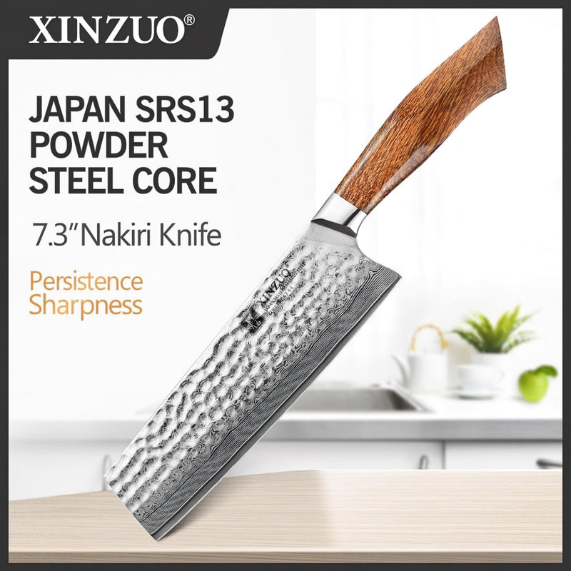 Xinzuo Professional Nakiri Knife Damascus Steel Stria Feng Series